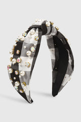 Plaid Pearl + Jewel Headband (Three Colors)