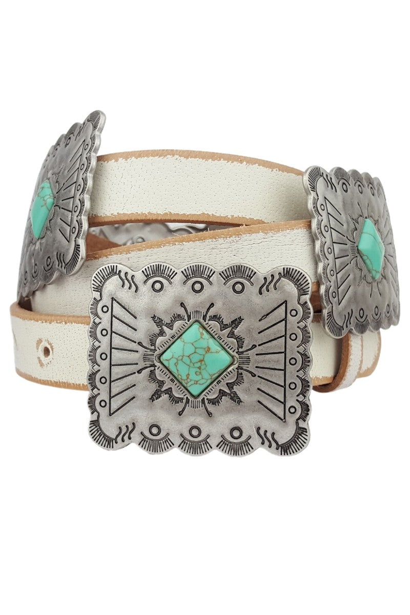 West Is Best Concho Belt (White)