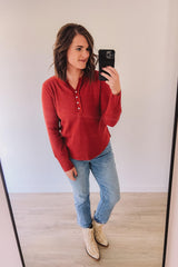 Ribbed Henley (Red)