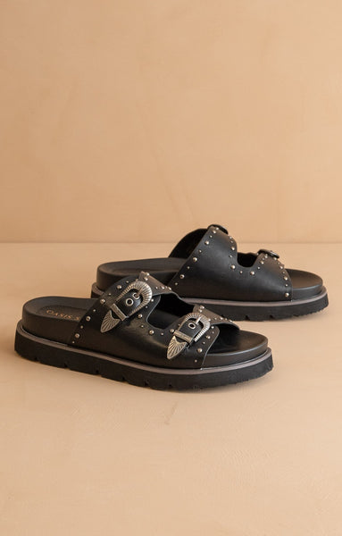 Western Buckle Sandles (Black)