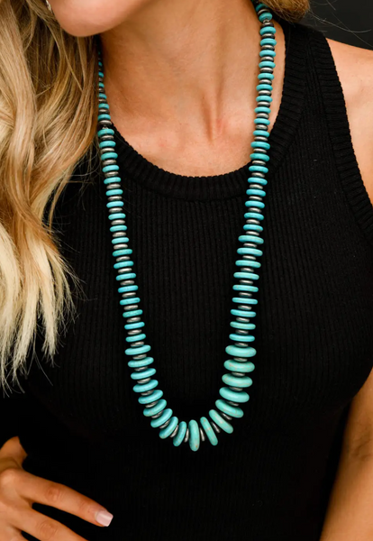 (PRE-ORDER) Turquoise & Navajo Pearl Graduated Disc Necklace