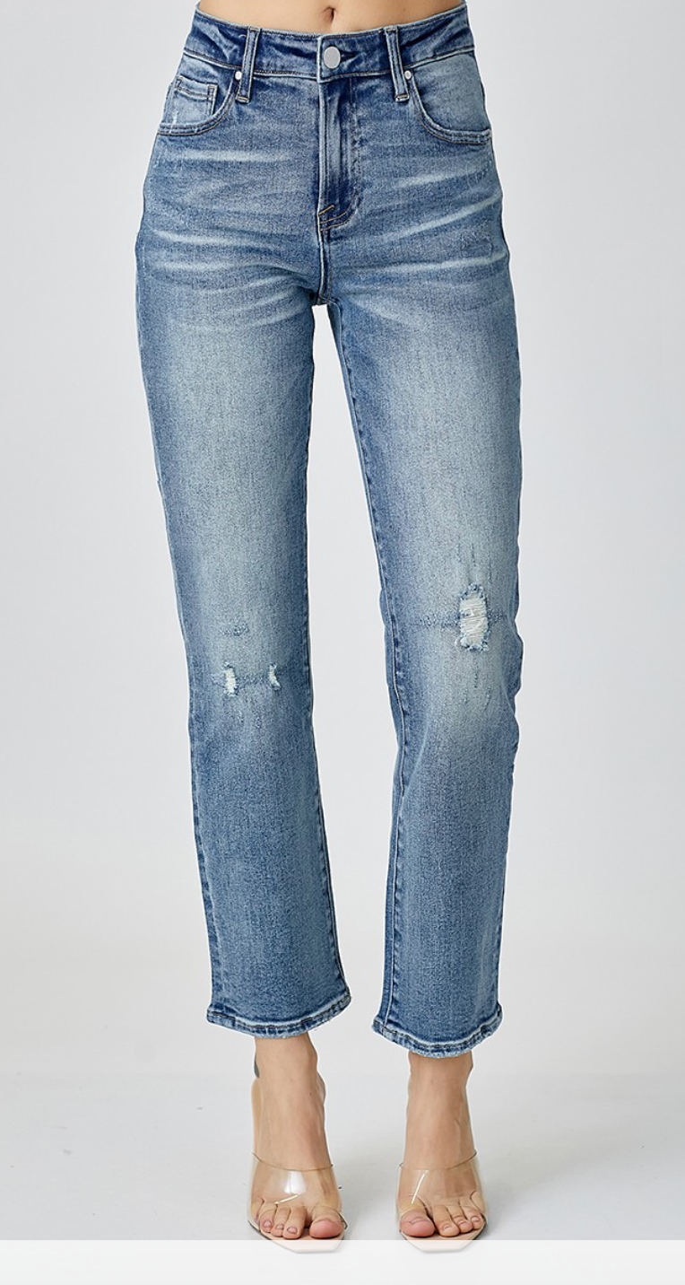 (SALE) RISEN Mid Rise Straight Jeans (Mindy)