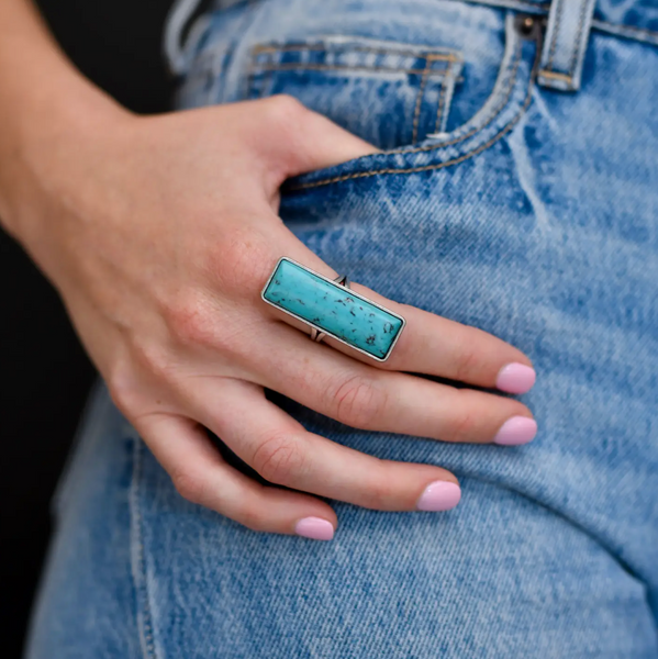 Adjustable Turquoise Bar Ring