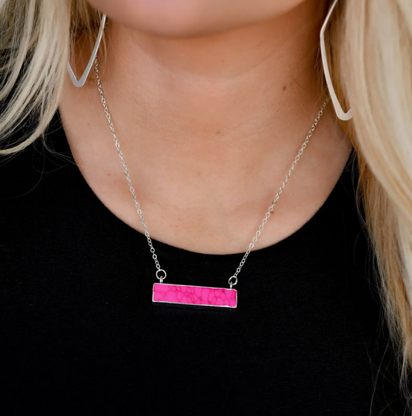 Dainty Pink Bar Necklace
