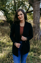 Crisp Morning Waffle Cardigan (Black)