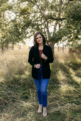 Crisp Morning Waffle Cardigan (Black)