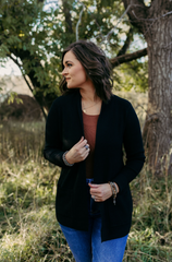 Crisp Morning Waffle Cardigan (Black)