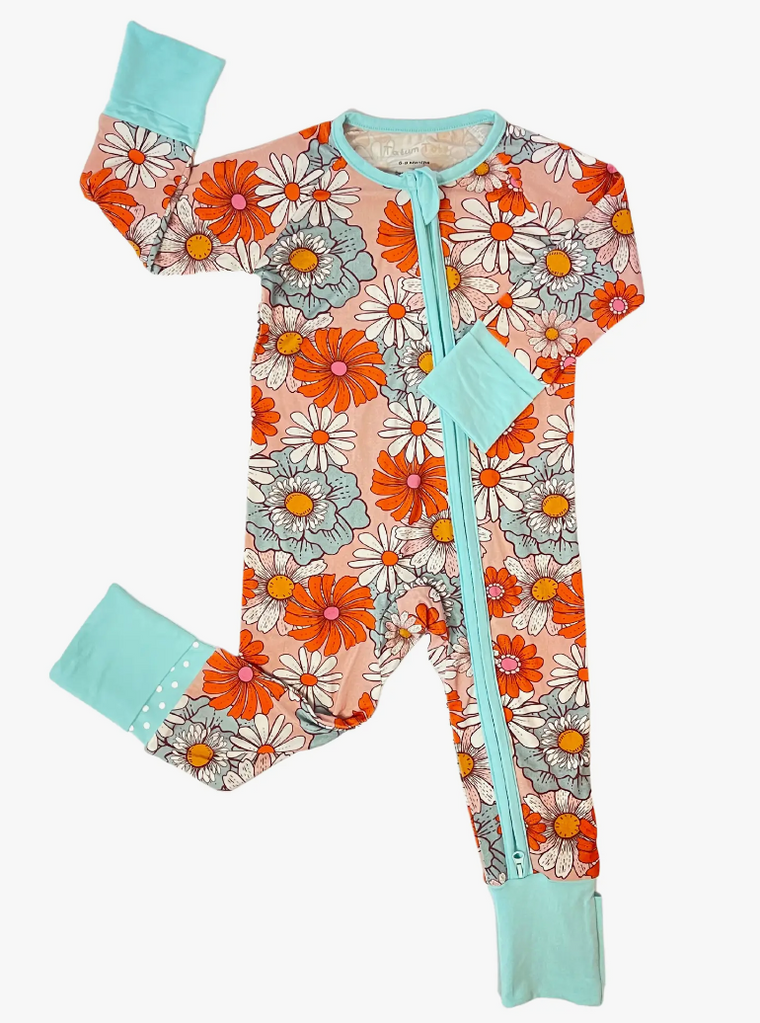 Retro Floral Blooms Bamboo Romper