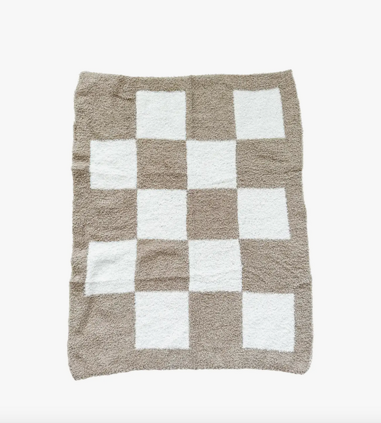 Mini Blanket - Checker Taupe/White