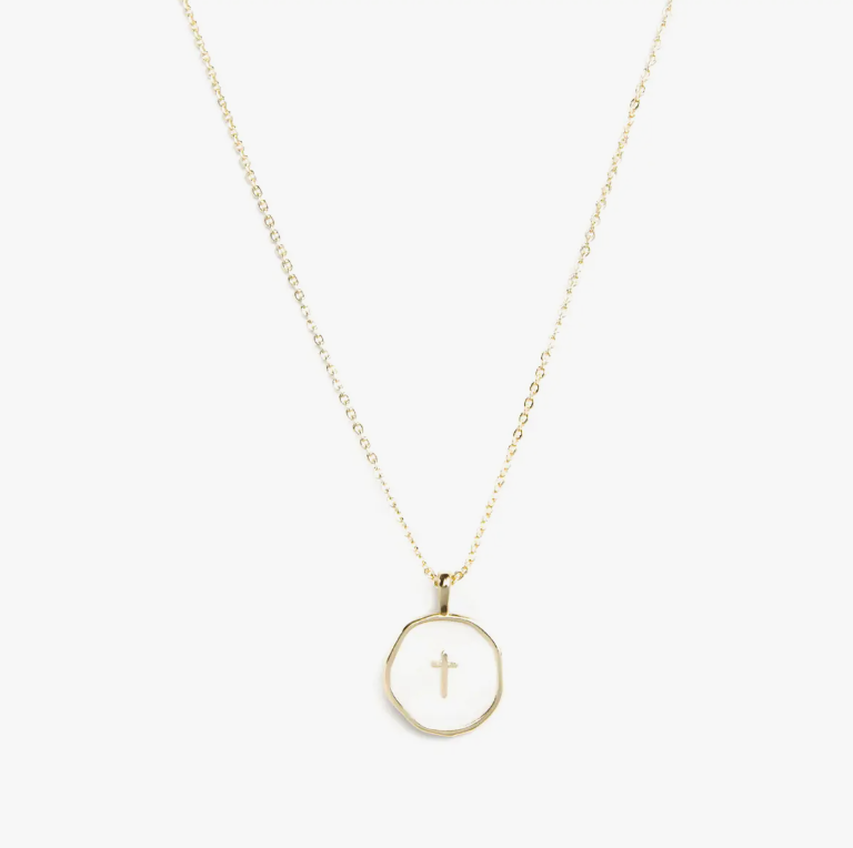Dainty Cross Necklace (White)