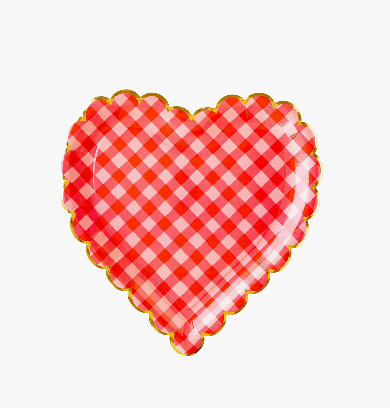 Scalloped Checkered Heart Shape Paper Plates