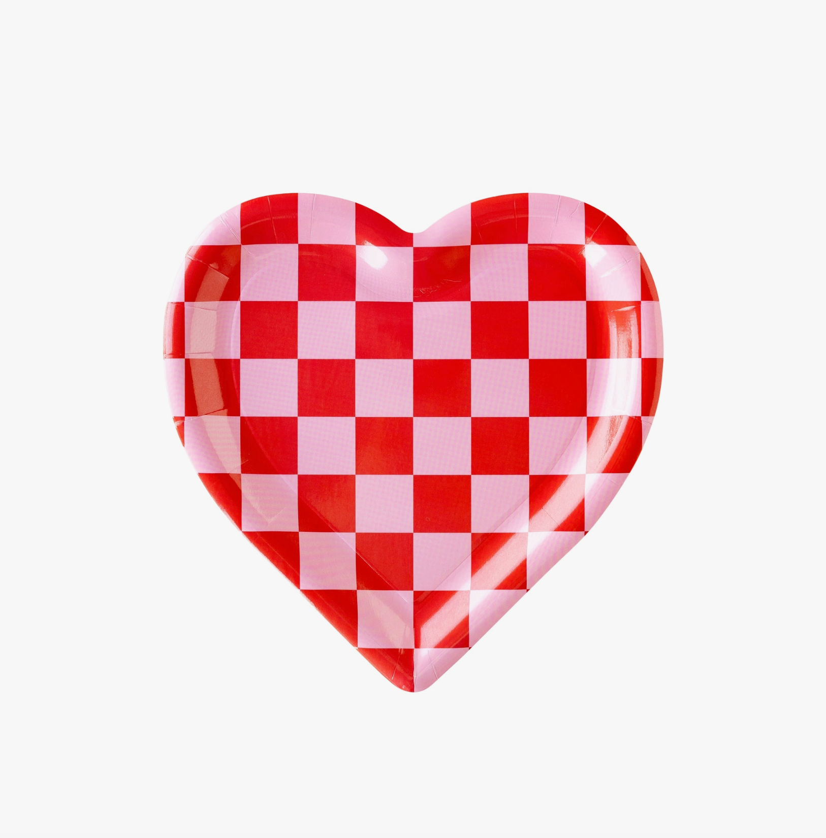 Checkered Heart Shape Paper Plates