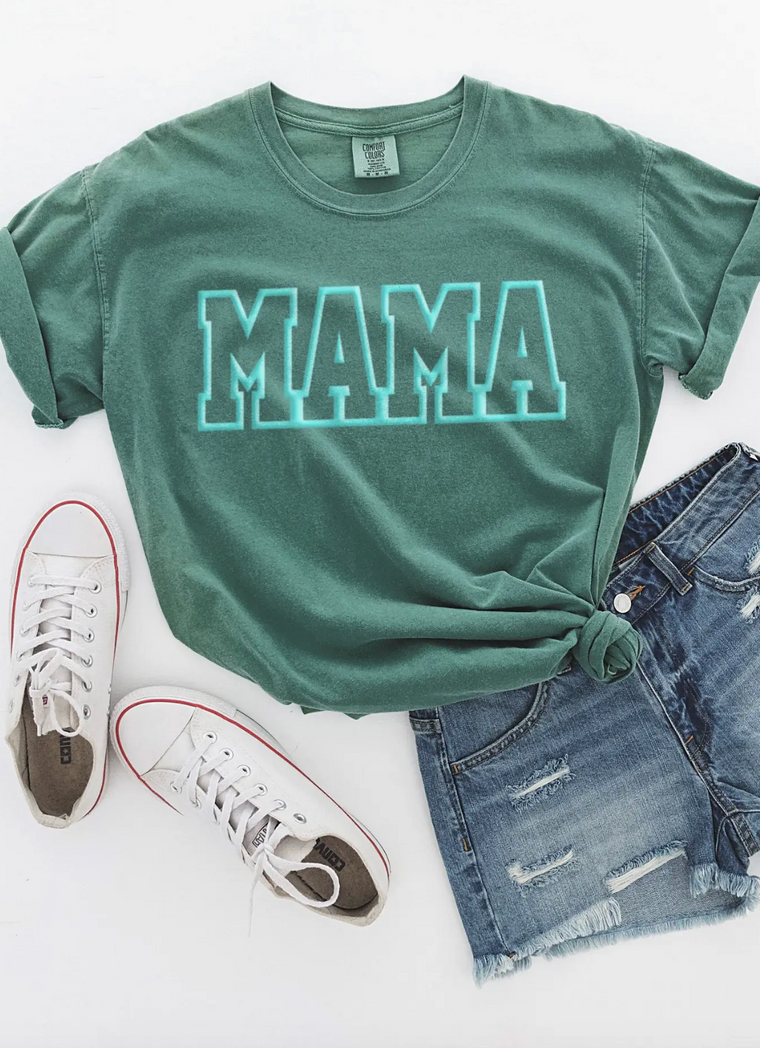 MAMA Puff Outline Graphic Tee (Light Green)