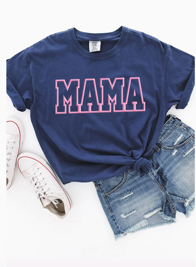 MAMA Puff Outline Graphic Tee (Navy)