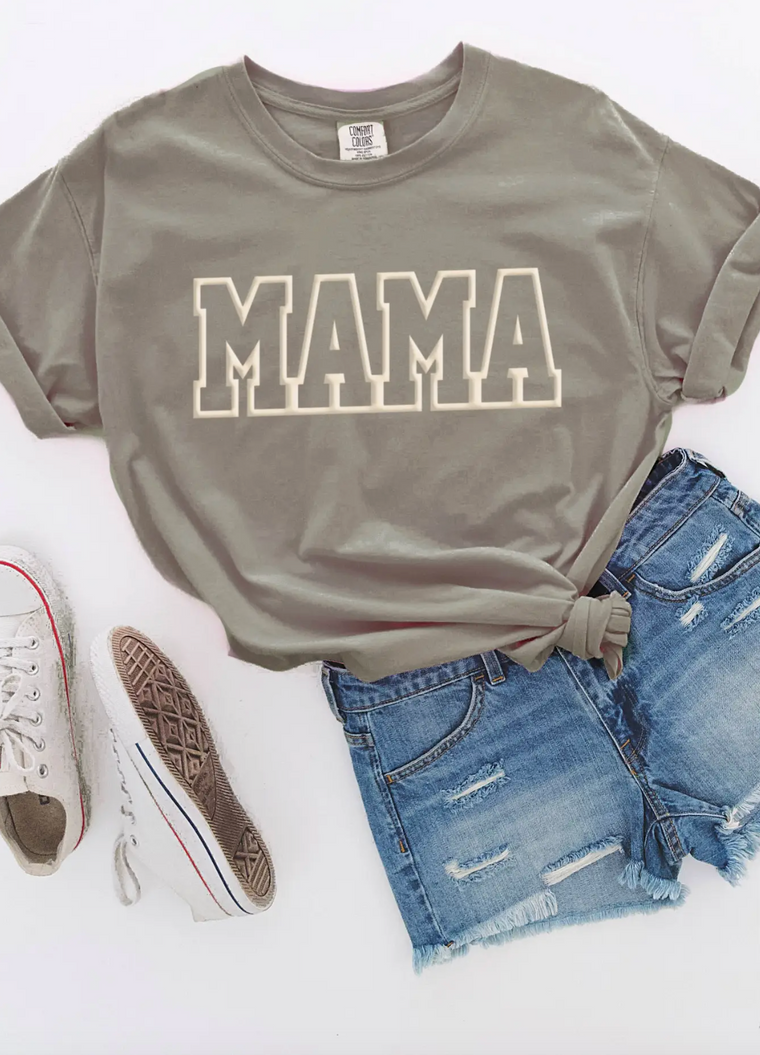MAMA Puff Outline Graphic Tee (Sandstone)