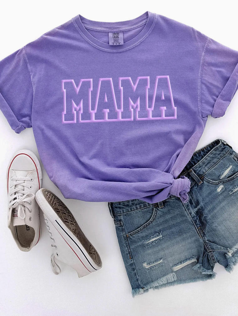 MAMA Puff Outline Graphic Tee (Violet)