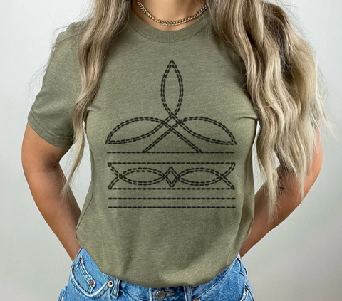 Boot Stitch Graphic Tee (Olive)