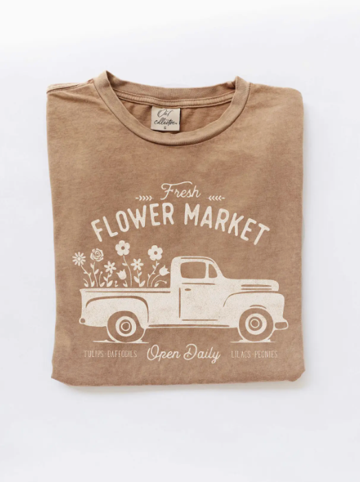 Fresh Flower Market Mineral Washed Graphic Tee (Toast)