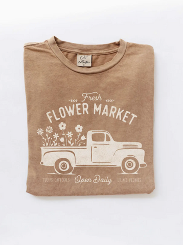 (SALE) Fresh Flower Market Mineral Washed Graphic Tee (Toast)