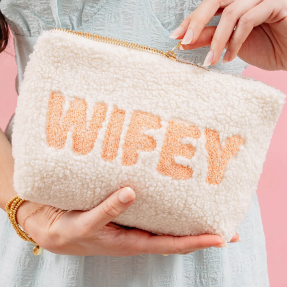 Cream Teddy Pouch - Wifey