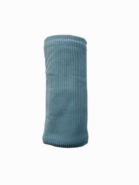 Ribbed Bamboo Stretch Swaddle (Dusty Blue)