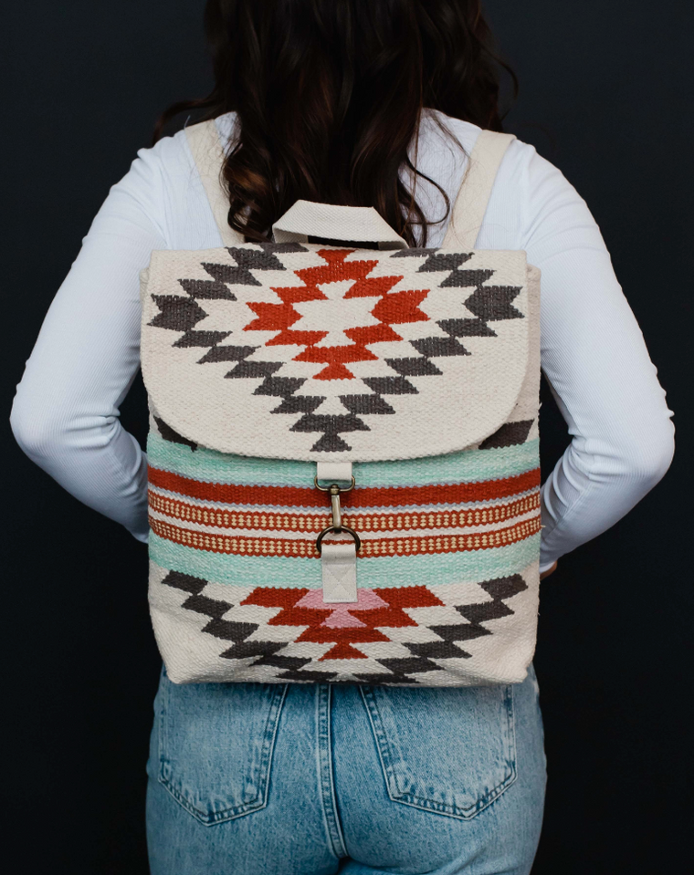 Let's Rodeo Backpack - Beige, Brown & Red