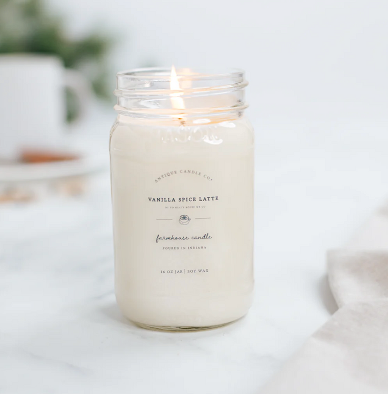 Vanilla Spice Latte 16oz Mason Jar Candle