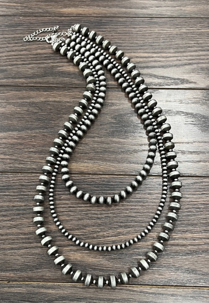 34" Three Strand Beaded Necklace