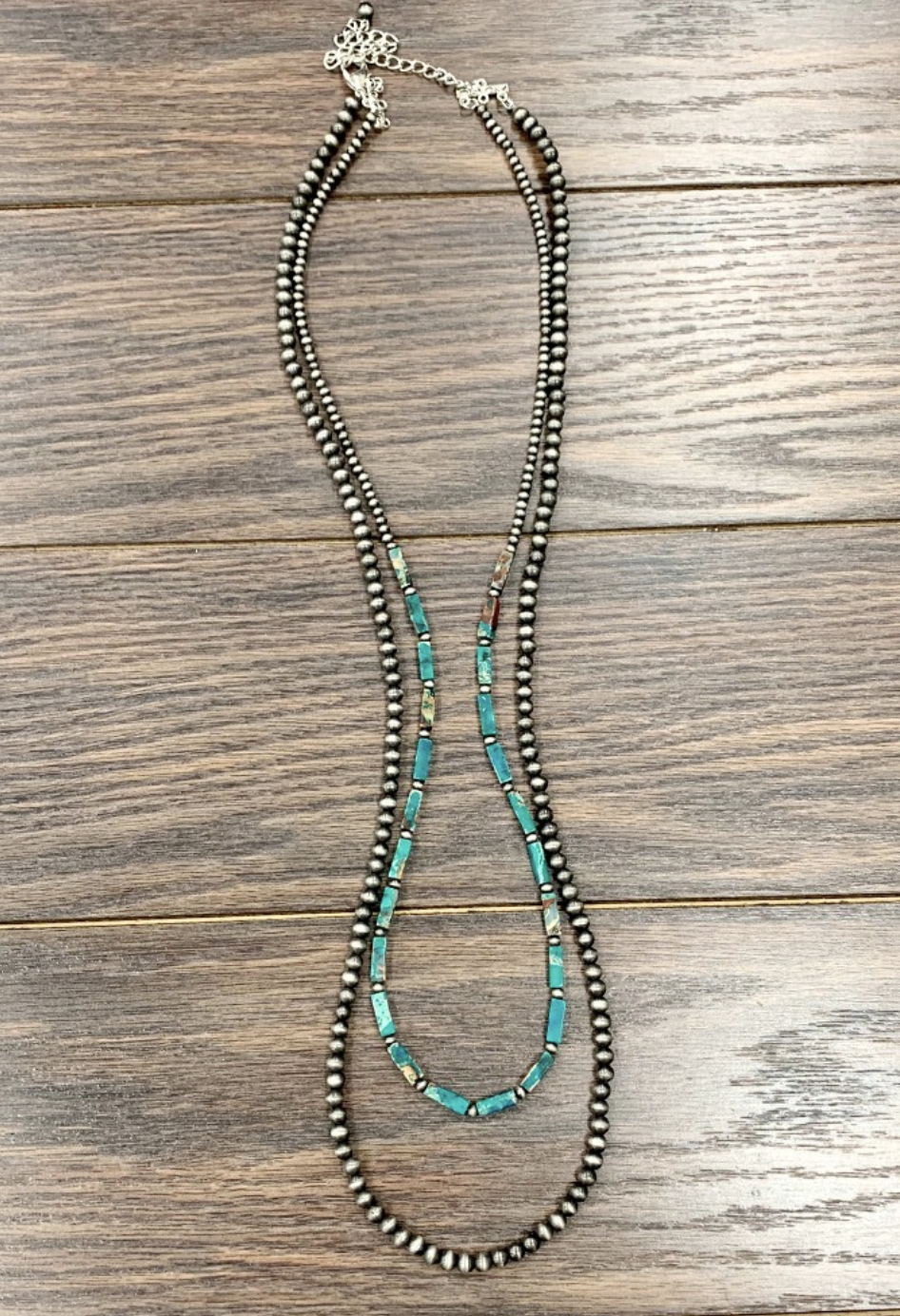 34" Double Strand Two Tone Beaded Necklace