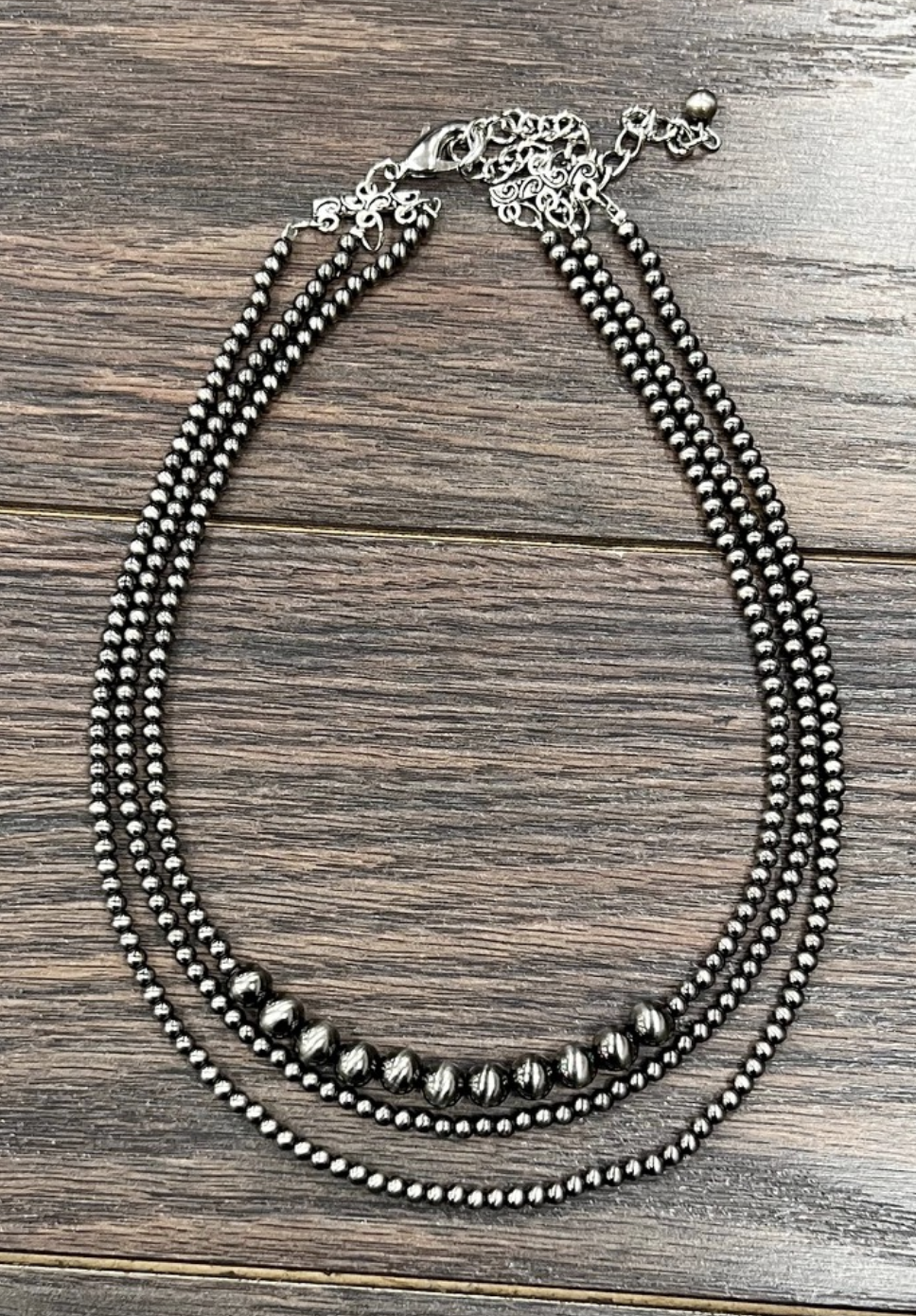 17" Three Strand Beaded Necklace