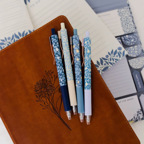 Blue Floral Pen Set