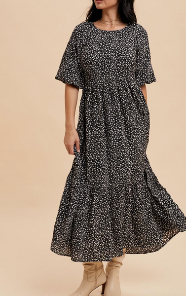 With Joy In Her Heart Floral Dress (Black)