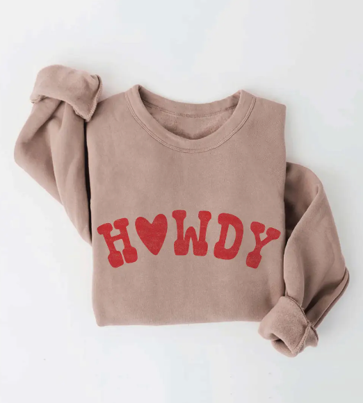 (PRE-ORDER) Howdy Heart Graphic Crew (Tan)