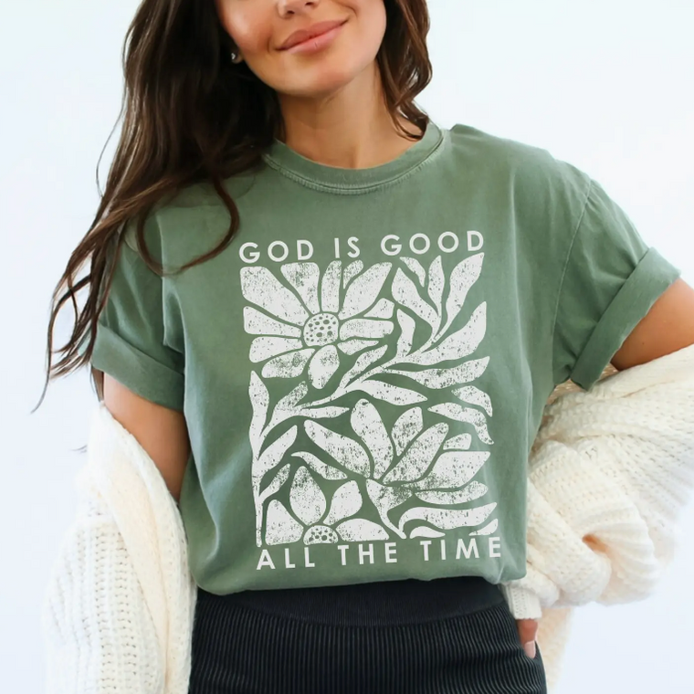 (PRE-ORDER) God Is Good Graphic Tee (Moss)