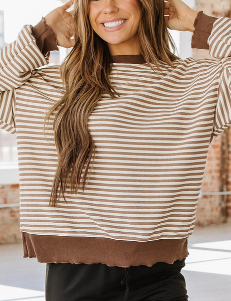 La La Stripe Pullover (Cocoa)