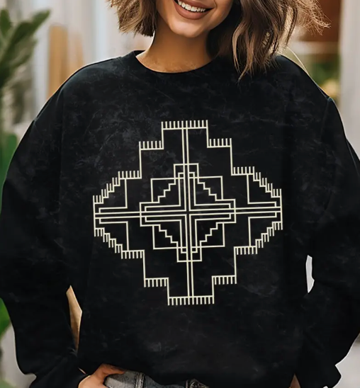 Aztec Mineral Wash Pullover (Black)