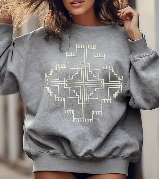 Aztec Mineral Wash Pullover (Grey)