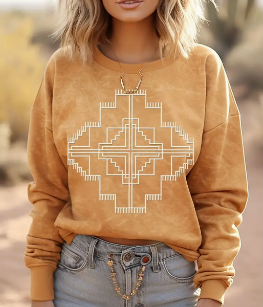 Aztec Mineral Wash Pullover (Mustard)