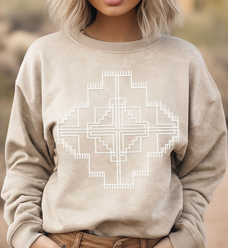 Aztec Mineral Wash Pullover (Oatmeal)