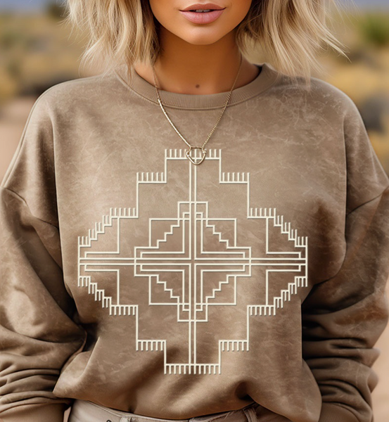 Aztec Mineral Wash Pullover (Taupe)