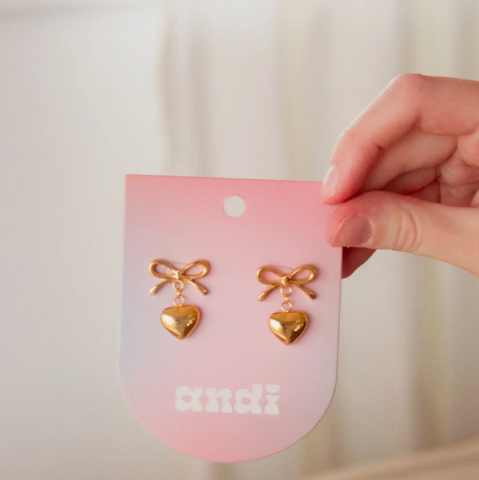 Heart Drop Bow Earrings