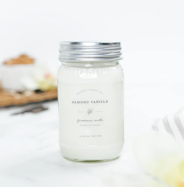 Almond Vanilla 16oz Mason Jar Candle