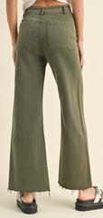 Faded Olive Wide Leg Denim Pants