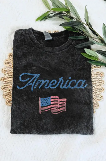 America Mineral Wash Graphic Tee (Black)