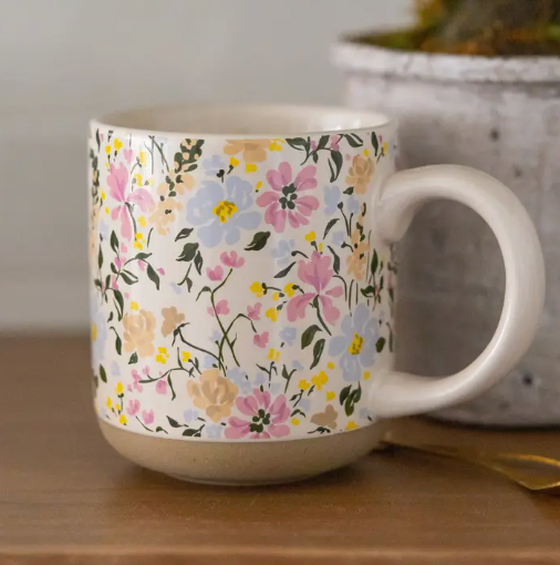 Floral Stoneware Coffee Mug