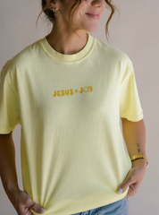 Jesus Is Joy Graphic Tee - Neon Yellow