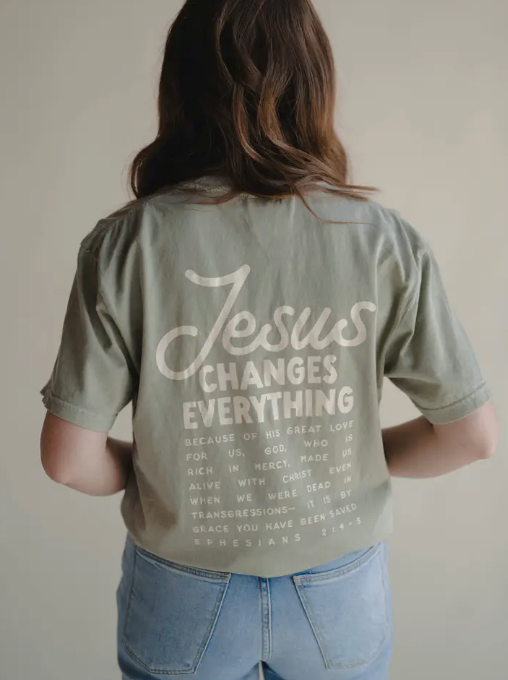 Jesus Changes Everything Graphic Tee - Muted Green