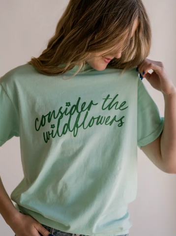 (SALE) Consider The Wildflowers Graphic Tee - Light Green