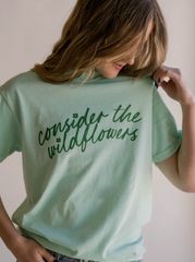 (SALE) Consider The Wildflowers Graphic Tee - Light Green