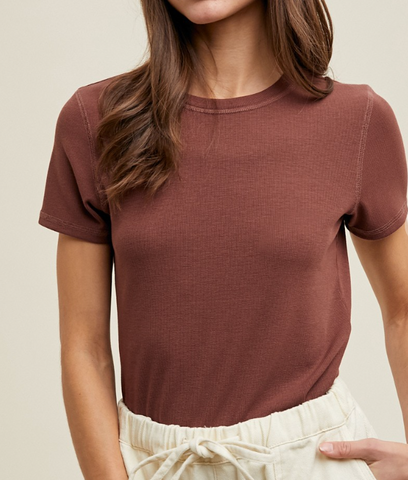 Ribbed Basic Tee (Espresso)